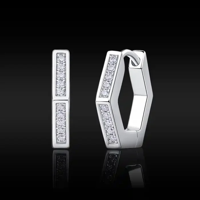 Helloice S925 & Moissanite Hexagon Hoop Earrings