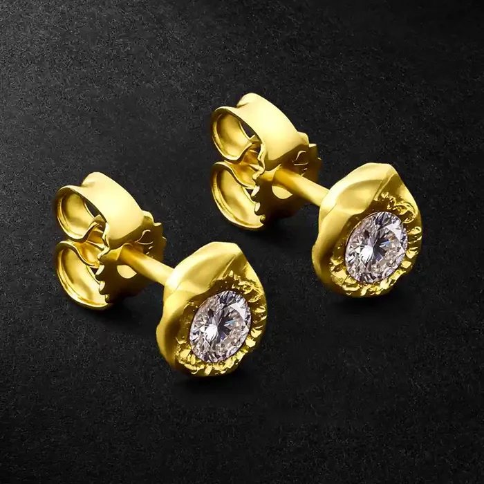 Helloice S925 & Moissanite Nugget Stud Earrings In Gold Plating