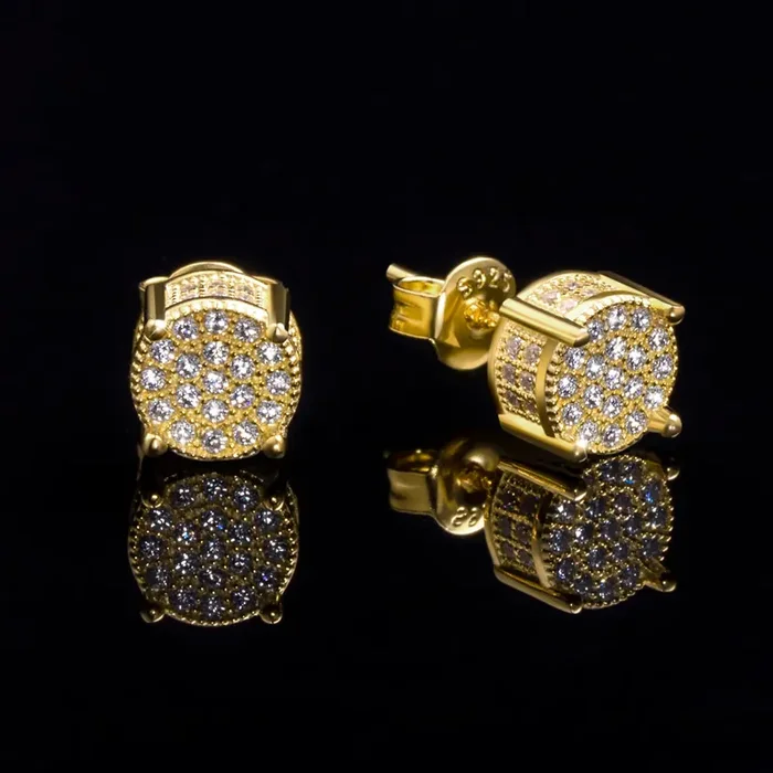 Helloice S925 Silver Micro Paved Moissanite Stud Earrings in 18K Gold Plated