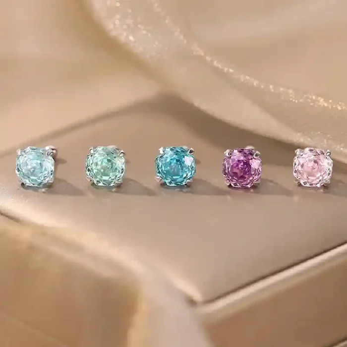 Helloice S925 Silver Octagonal Rose Cut Earrings