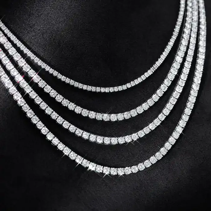 Helloice S925 Sterling Silver 5mm Moissanite Tennis Chain