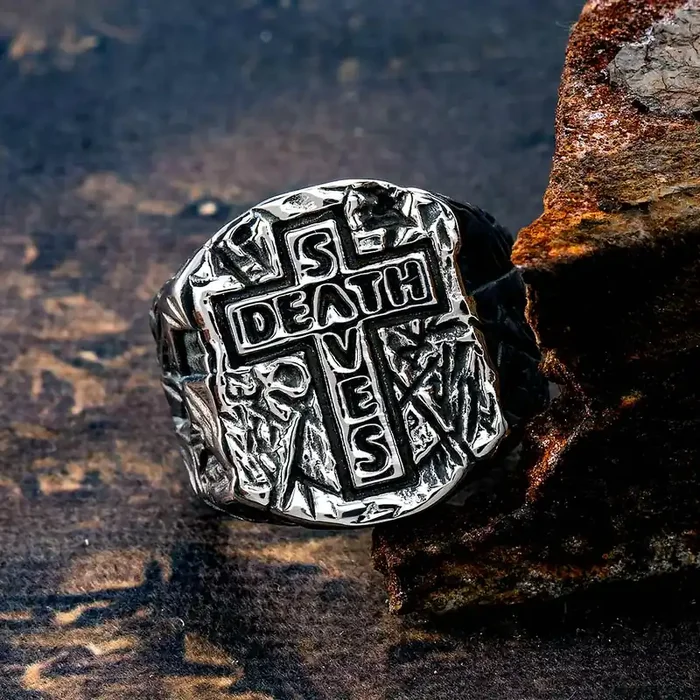 Helloice Saves Death Stainless Steel Cross Ring