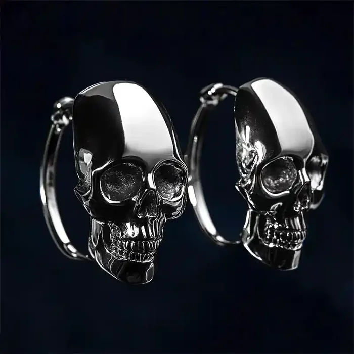 Helloice Skull Hoop Earrings