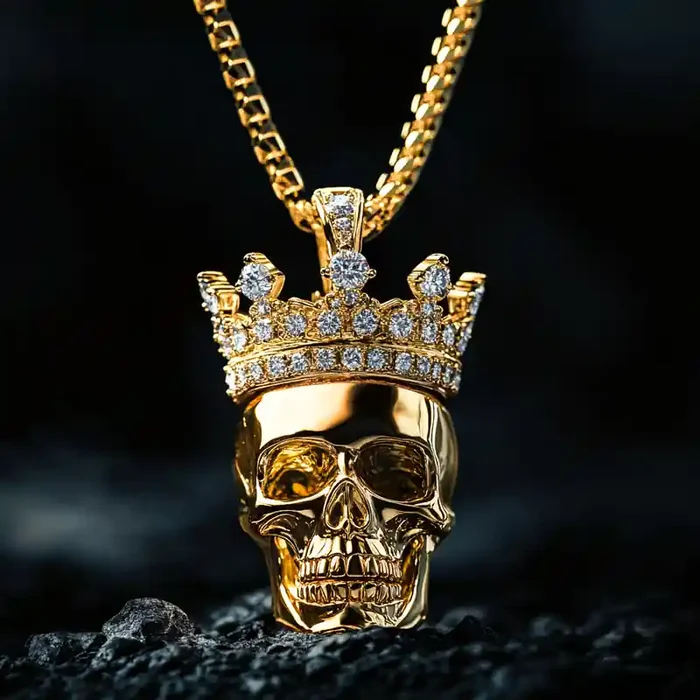 Helloice Skull with Iced Crown Pendant