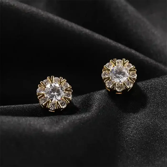 Helloice Snowflake Round Cut Stud Earring