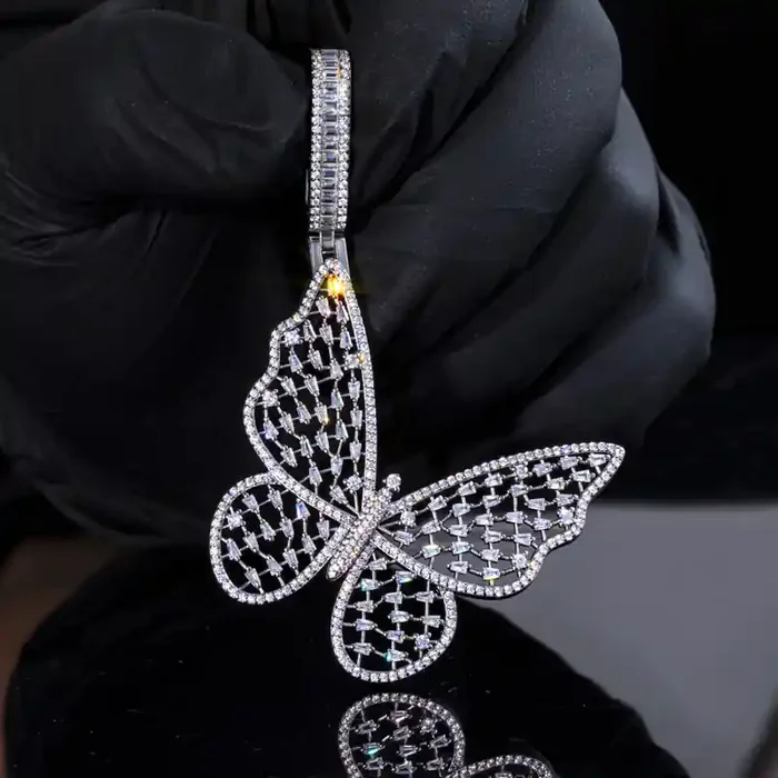 Helloice Sparkling Baguette Studded Butterfly Pendant