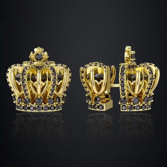 Helloice Split Crown Earrings In Gold Plated