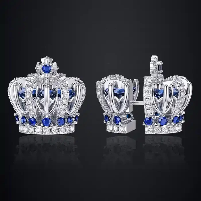 Helloice Split Crown Earrings In White Gold Plated