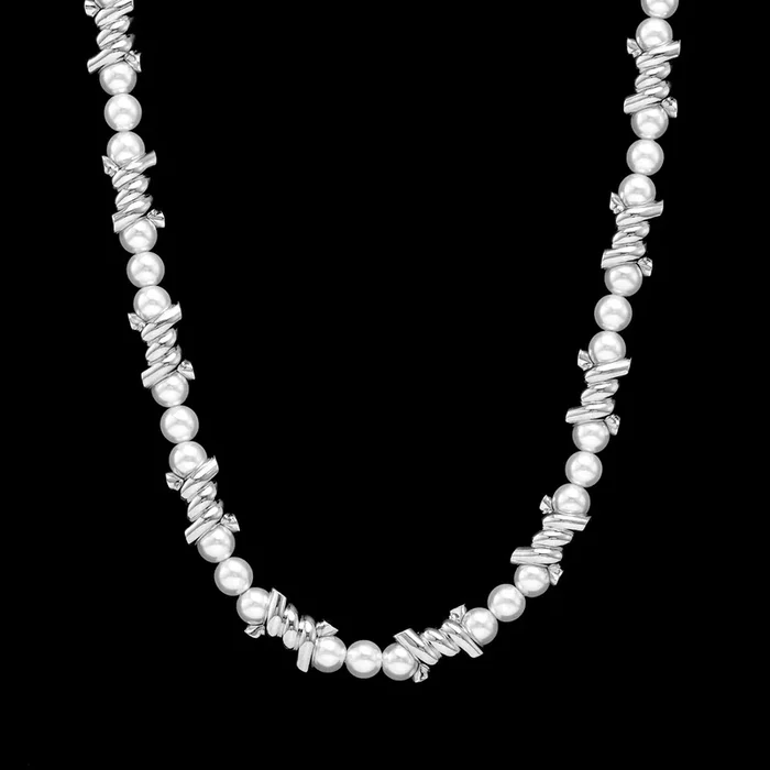 Helloice Thorns Barb Wire Pearl Necklace