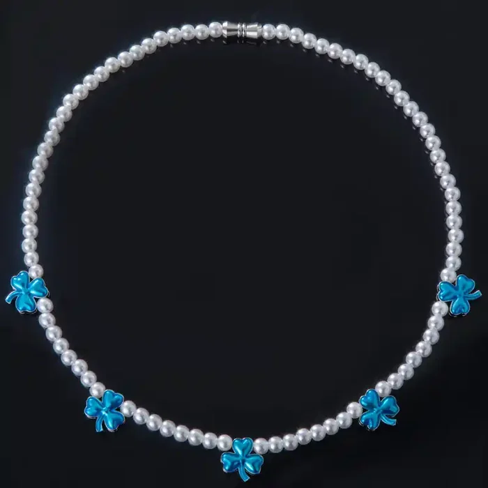 Helloice Three-Leaf Pearl Chain-White/Black