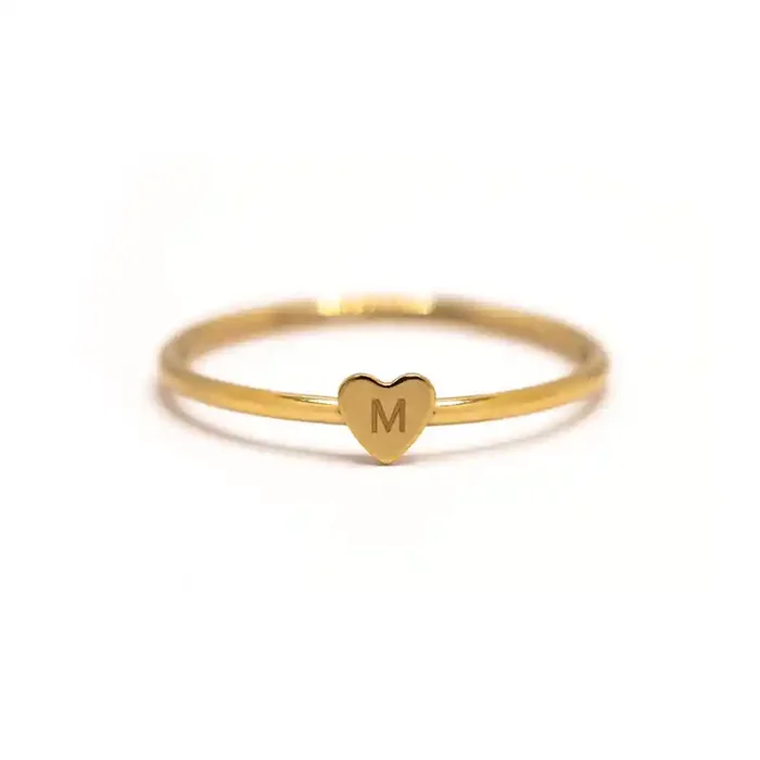 Helloice Tiny Heart Initial Ring