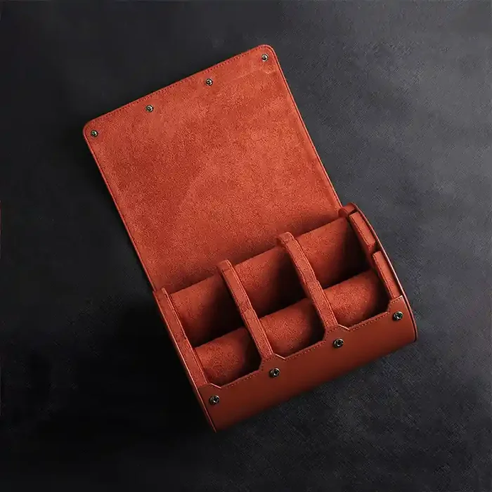 Helloice Top-grain Leather 6 Watch Travel Case – Blue/Brown