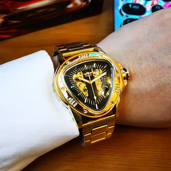 Helloice Triangle Skeleton Mechanical Automatic Sport Watch