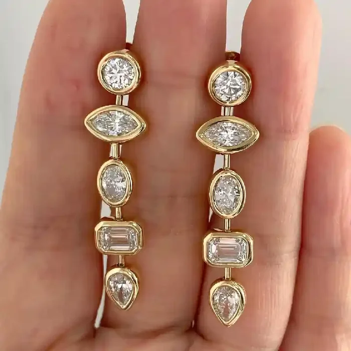 Helloice Various Shape Cut VVS Moissanite Stud Earrings