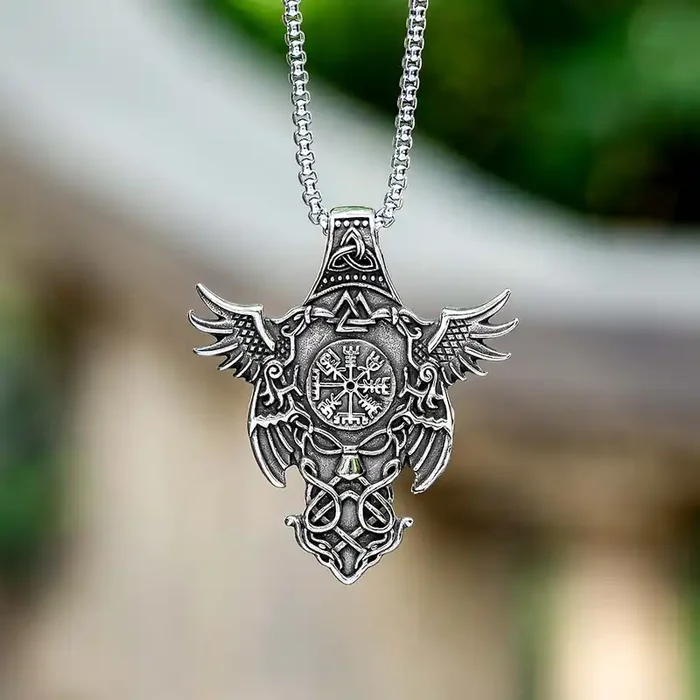 Helloice Vegvisir Celtic Eagle Stainless Steel Pendant