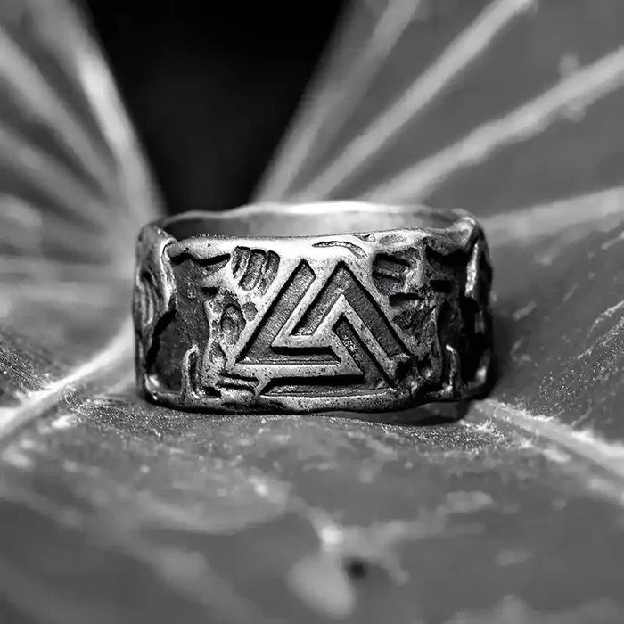 Helloice Viking Odin Valknut Stainless Steel Ring