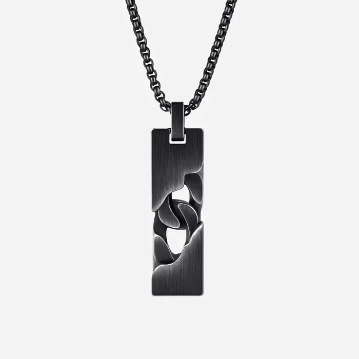 Helloice Vintage Silver Stainless Steel Dog Tag Pendant Necklace