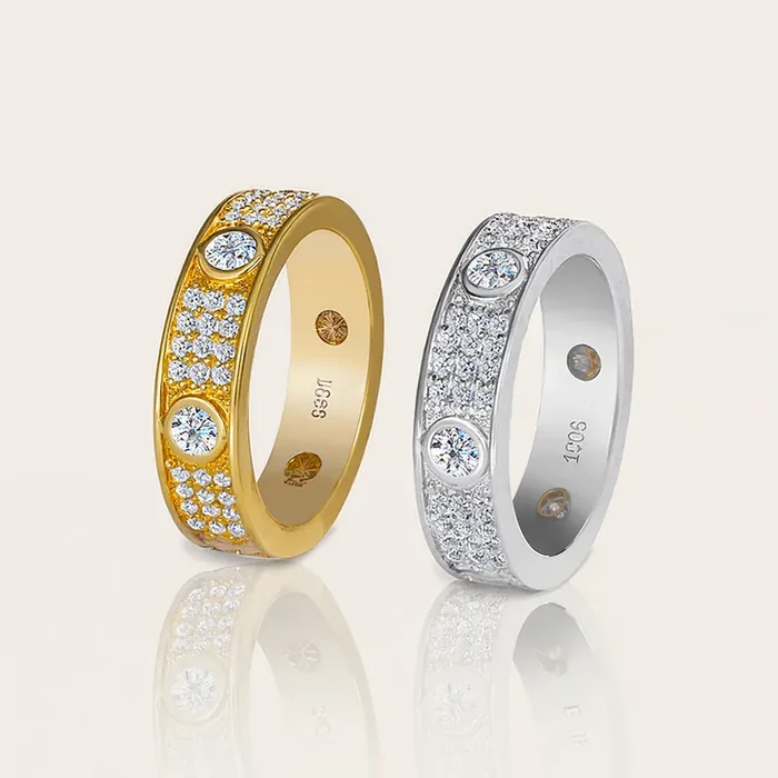 Helloice VVS Moissanite S925 Silver Full Diamond Wedding Band