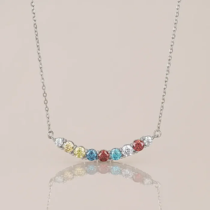Helloice VVS Moissanite S925 Silver Rainbow Colored Necklace