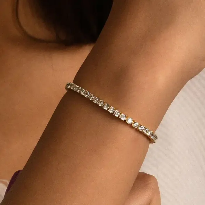 Helloice Women‘s 3mm Single Row Tennis Bracelet in Gold