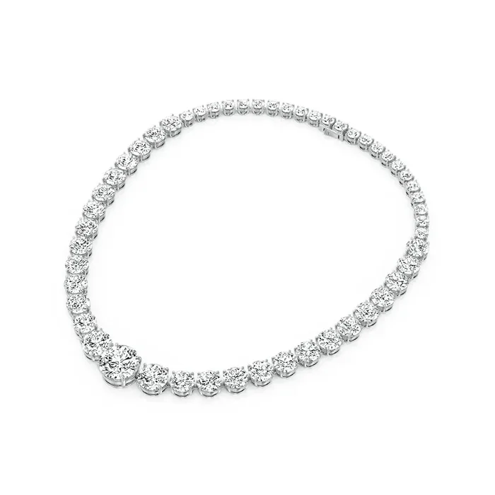 Helloice Women‘s Luxury Round Cut Necklace in White Gold