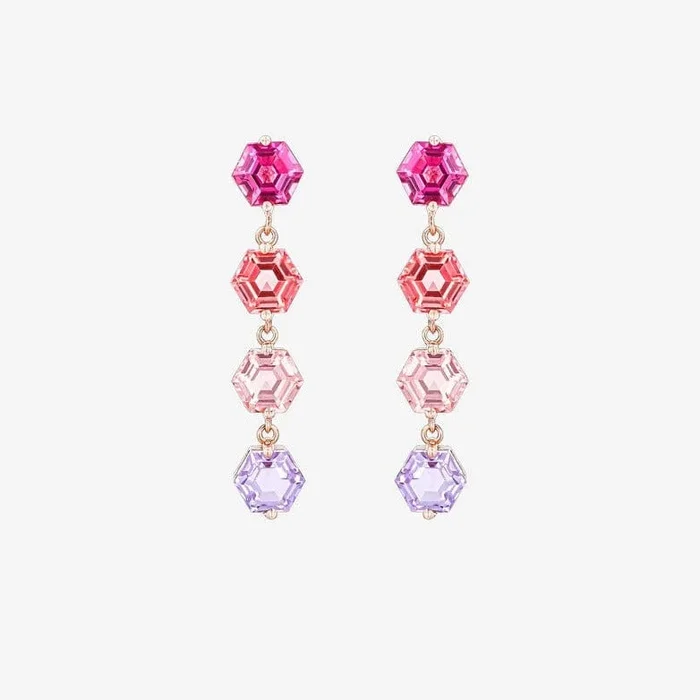 Hexagon Cut Pink Ombre Mini Drop Earrings