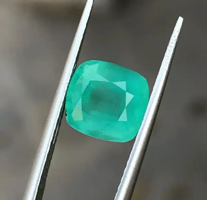 HGTL CERTIFIED 2.20 Ct Natural Greenish Semi Transparent Emerald Gemstone