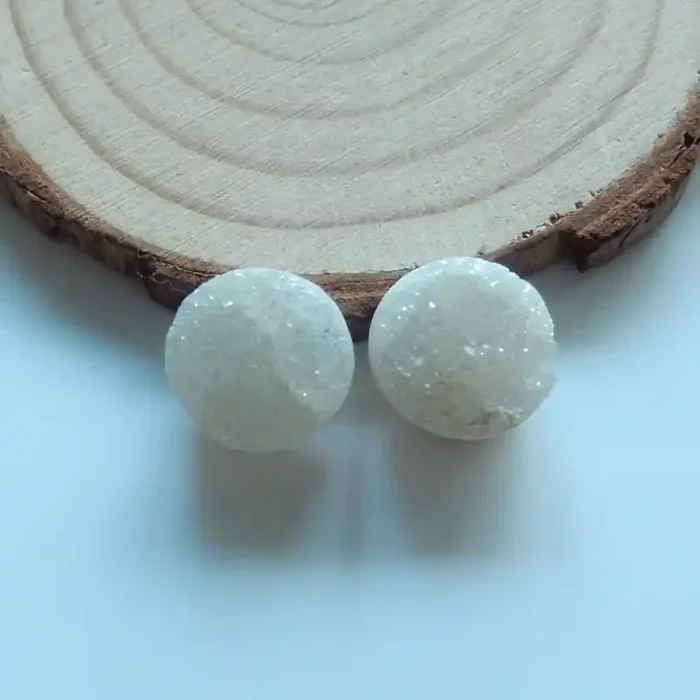 High Quality Raw Crystal Round Cabochons Pairs Designer Making B298