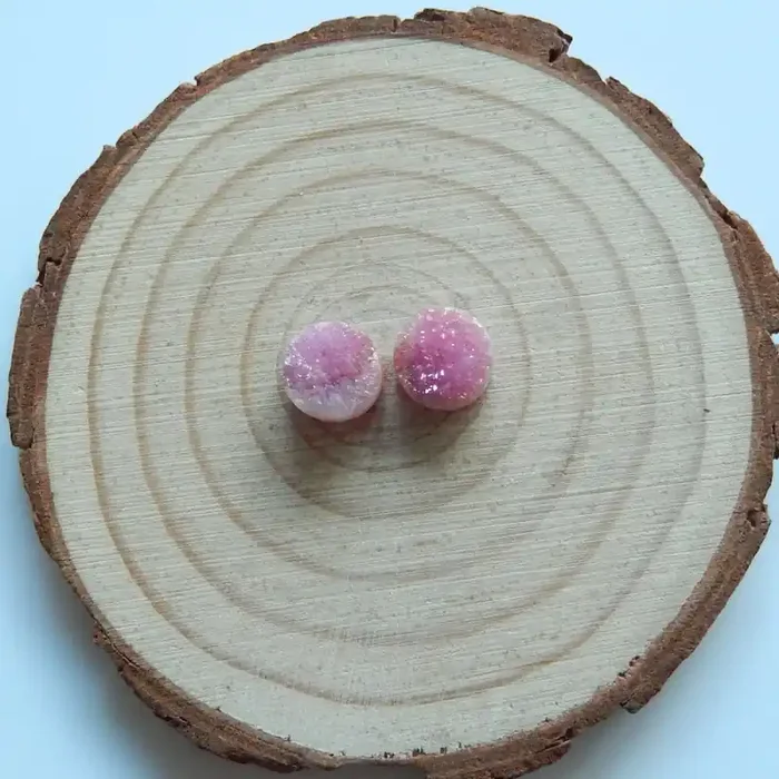 High Quality Raw Crystal Round Cabochons Pairs Designer Making B299