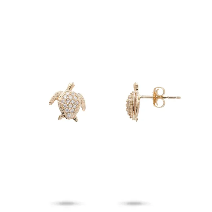 ホヌ ピアス ゴールド ダイヤモンド付き – 10mm
