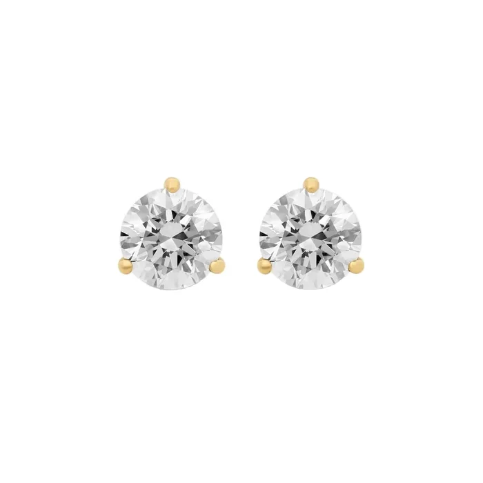 Iced Yellow Gold Martini Round Diamond Studs