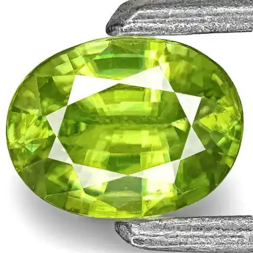 India Sphene, 0.38 Carats, Neon Green Oval