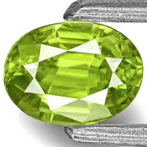 India Sphene, 0.42 Carats, Bright Neon Green Oval
