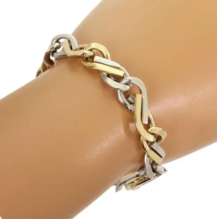 Infinity 14k Two Tone Gold Link Chain Bracelet