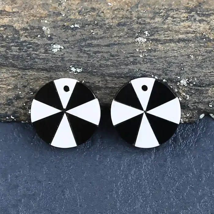Intarsia Earrings Beads, Obsidian and White Agate, Individual Design