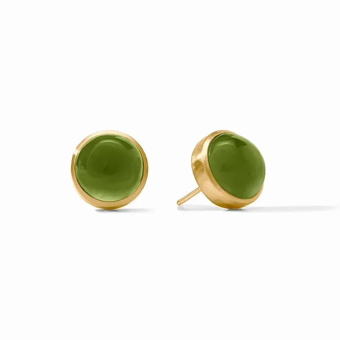 Iridescent Palmetto Green Solara Stone Stud Earrings