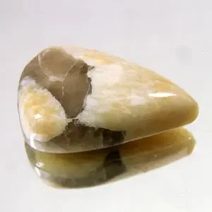 JASPER 21 CARAT WEIGHT MULTI COLORED PEAR CUT CABOCHON GEM