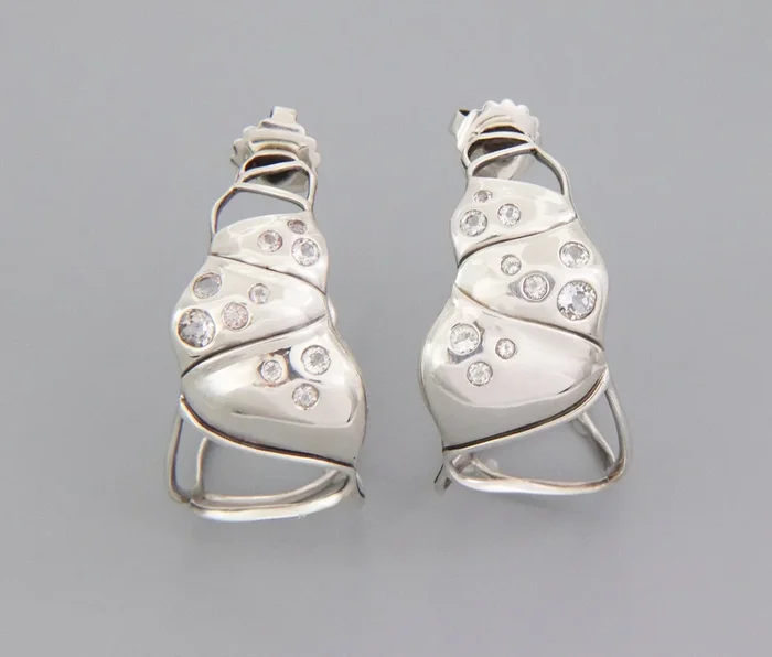 John Hardy Bamboo Diamond Sterling Silver Large Hoop Earrings
