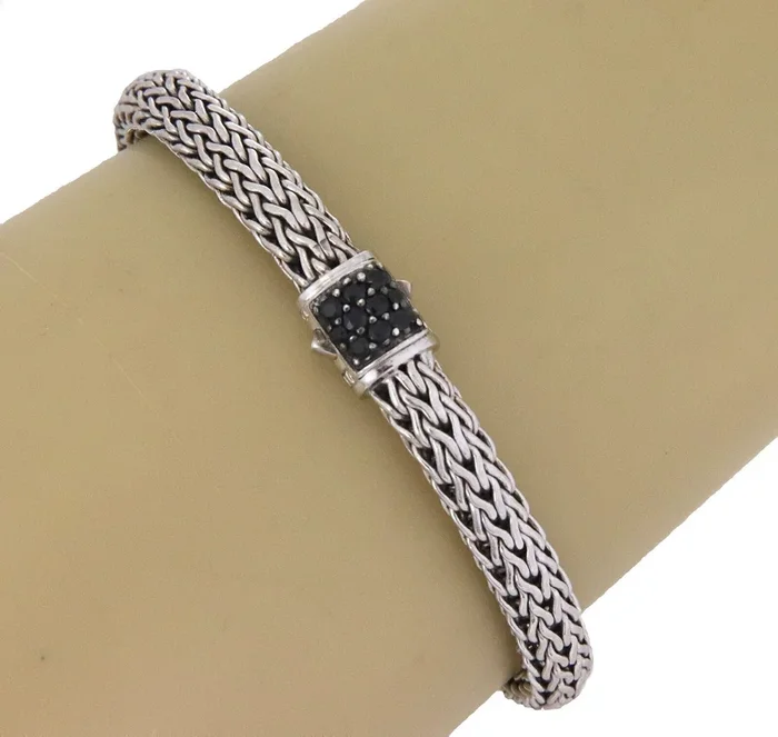 John Hardy Classic Chain Large 6mm Sterling Link & Lava Black Sapphire Bracelet