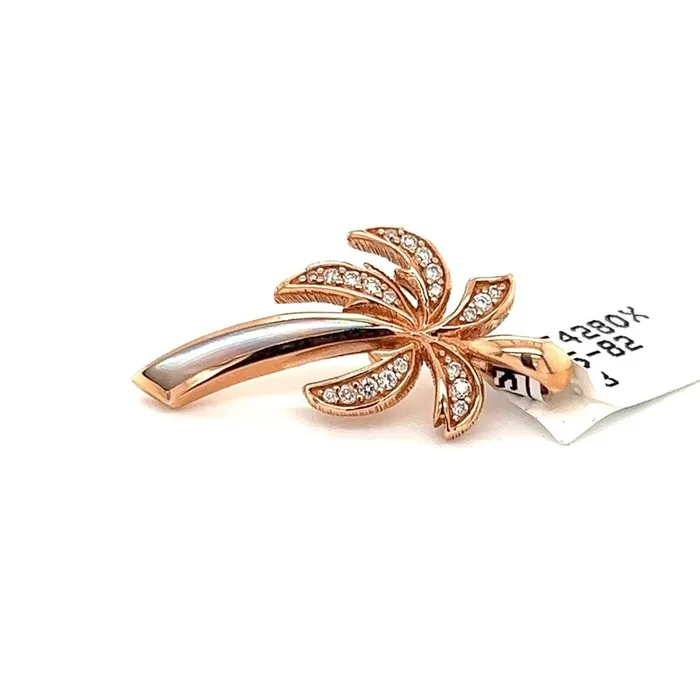 Kabana Pink MOP & Diamond 14k Rose Gold Palm Tree Charm Pendant