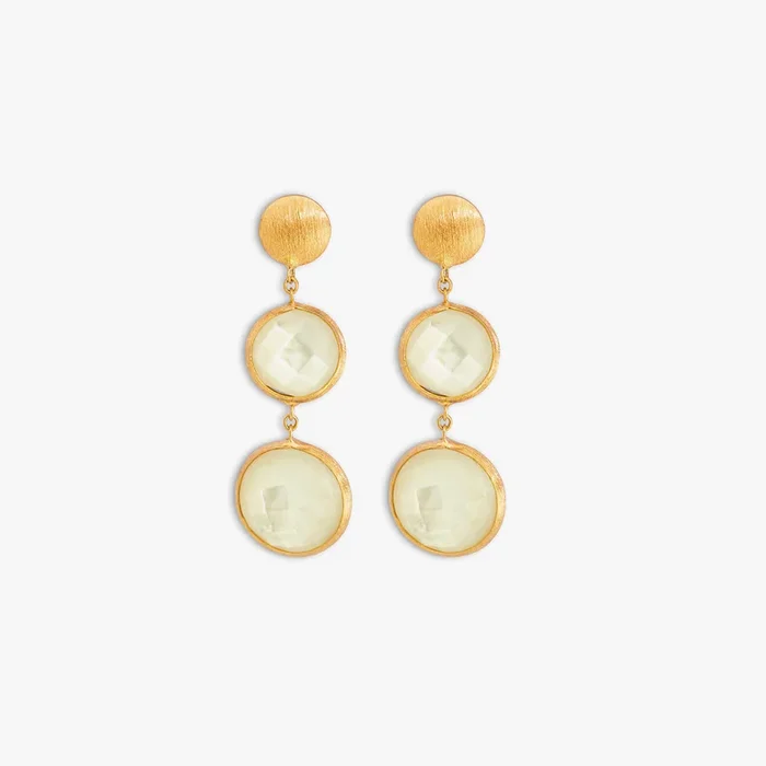 Kensington Double Drop Earrings In 14K Satin Rose Gold with White MOP