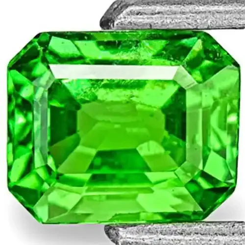 Kenya Tsavorite Garnet, 0.69 Carats, Vivid Neon Green Emerald Cut