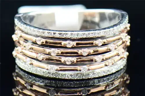 Ladies 10K White Gold Two Tone Diamond Engagement Ring Wedding Band 0.43 Ct.