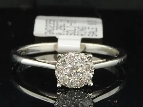 Ladies 14K White Gold .26 Ct. Round Cut Diamond Engagement Ring Bridal Set