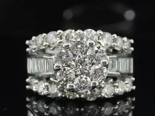Ladies 14K White Gold Diamond Engagement Ring Flower Wedding Bridal 3.00 Ct.