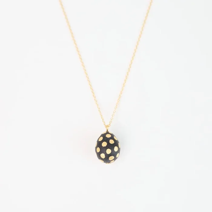 Ladybug Teardrop Necklace – Black