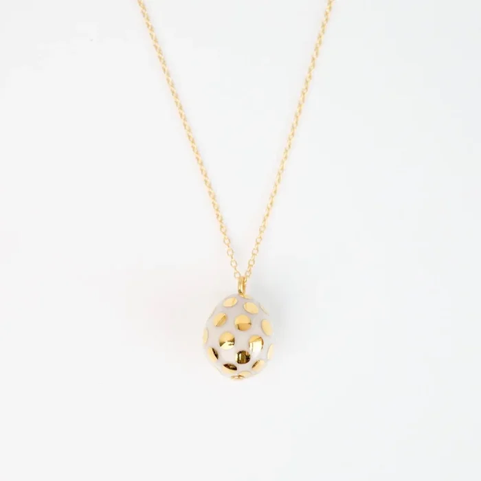 Ladybug Teardrop Necklace – White