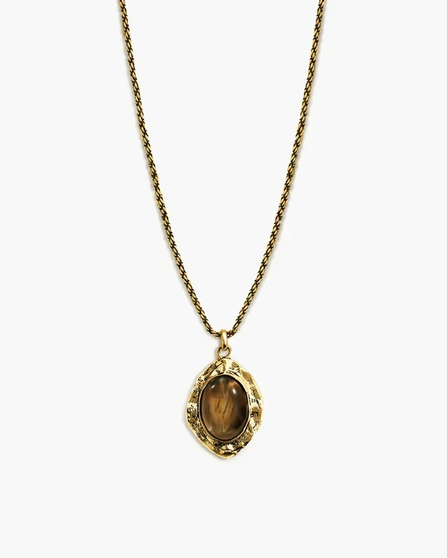 Lange Gold-Halskette mit Tigerauge-Savannah