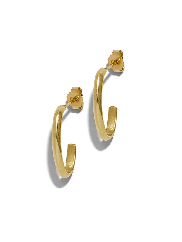 Large Edith Yellow Gold Stud Hoop Earrings