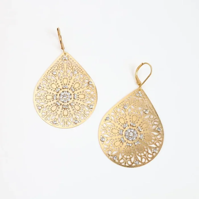Large Filigree Teardrop Drop Earring